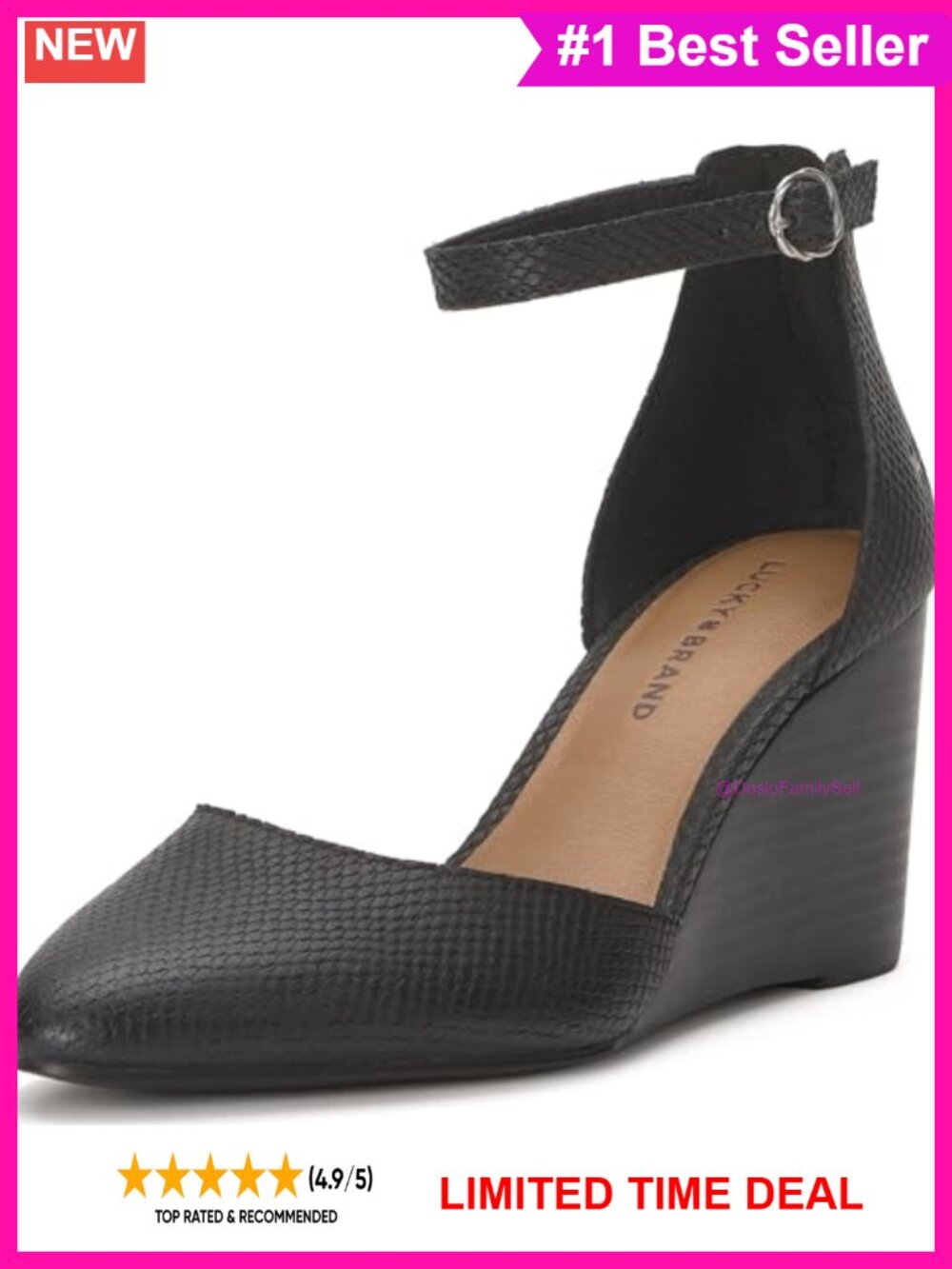 Lucky Brand Nitika Leather Wedge Sandal Ankle Strap